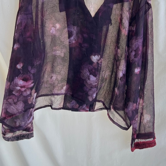 VTG1980s Donna Jessica size 3 Sheer Purple Cropped Long Sleeve Blouse - Picture 9 of 16